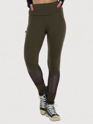 Toonzshop Arrow Mesh Insert Long Leggings Leggings Dames Donkergroen | TB0745862