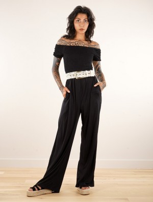 Toonzshop Aulë Short Sleeve Flare Leg Jumpsuit Jumpsuit Dames Zwart | SB3974628