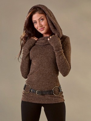 Toonzshop Mantra Big Collar Sweater Trui Dames Bruin | TS7581946