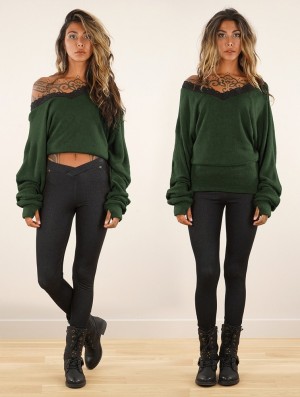 Toonzshop Physälis 2in1 Roll-up Sweater Trui Dames Groen | OK8230765