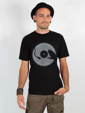 Toonzshop Saw Blade Dj Printed Short Sleeve T-shirt T-Shirt Heren Zwart | AG4523186